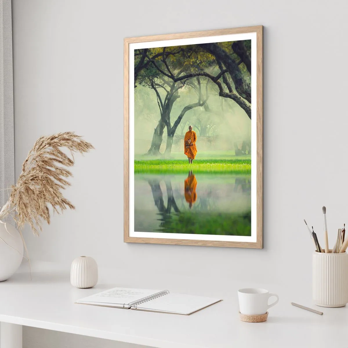 Poster in einem Rahmen aus heller Eiche - Auf dem Weg zur Erleuchtung - 50x70 cm