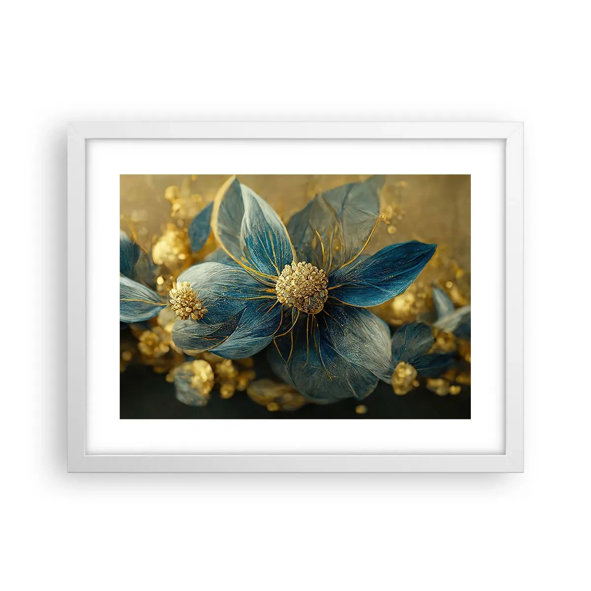 Poster in einem weißen Rahmen - Mit Gold blühen - 40x30 cm