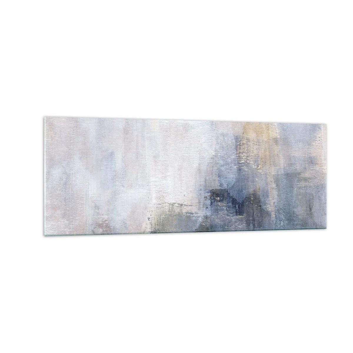 Glasbild - Bild auf glas - Dezente abstrakte Punkte in Blau- und Beigetönen - 140x50cm - Farbtöne und Akkorde - Moderne Wanddekoration für Wohnzimmer und Schlafzimmer ARTTOR