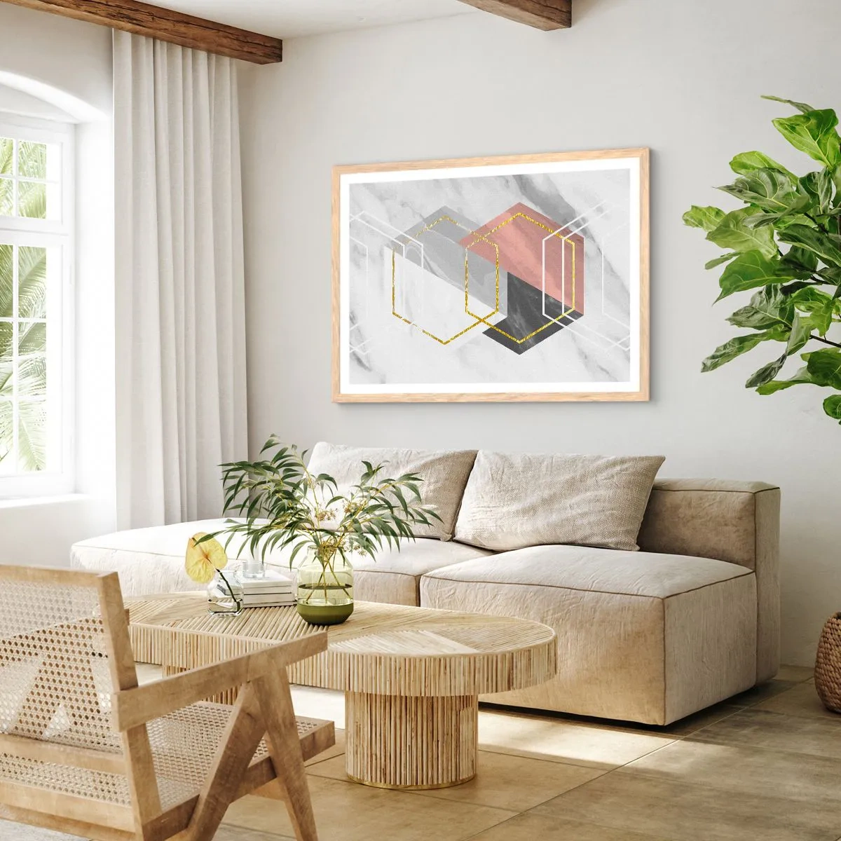 Poster in einem Rahmen aus heller Eiche - Kettenkomposition - 70x50 cm