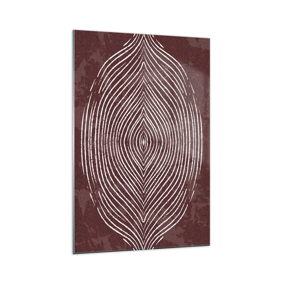 Glasbild - Bild auf glas - Symmetrische Wellen in weißen Linien auf braunem Hintergrund - 70x100cm - Der Raum spricht - Moderne Wanddekoration für Wohnzimmer und Schlafzimmer ARTTOR