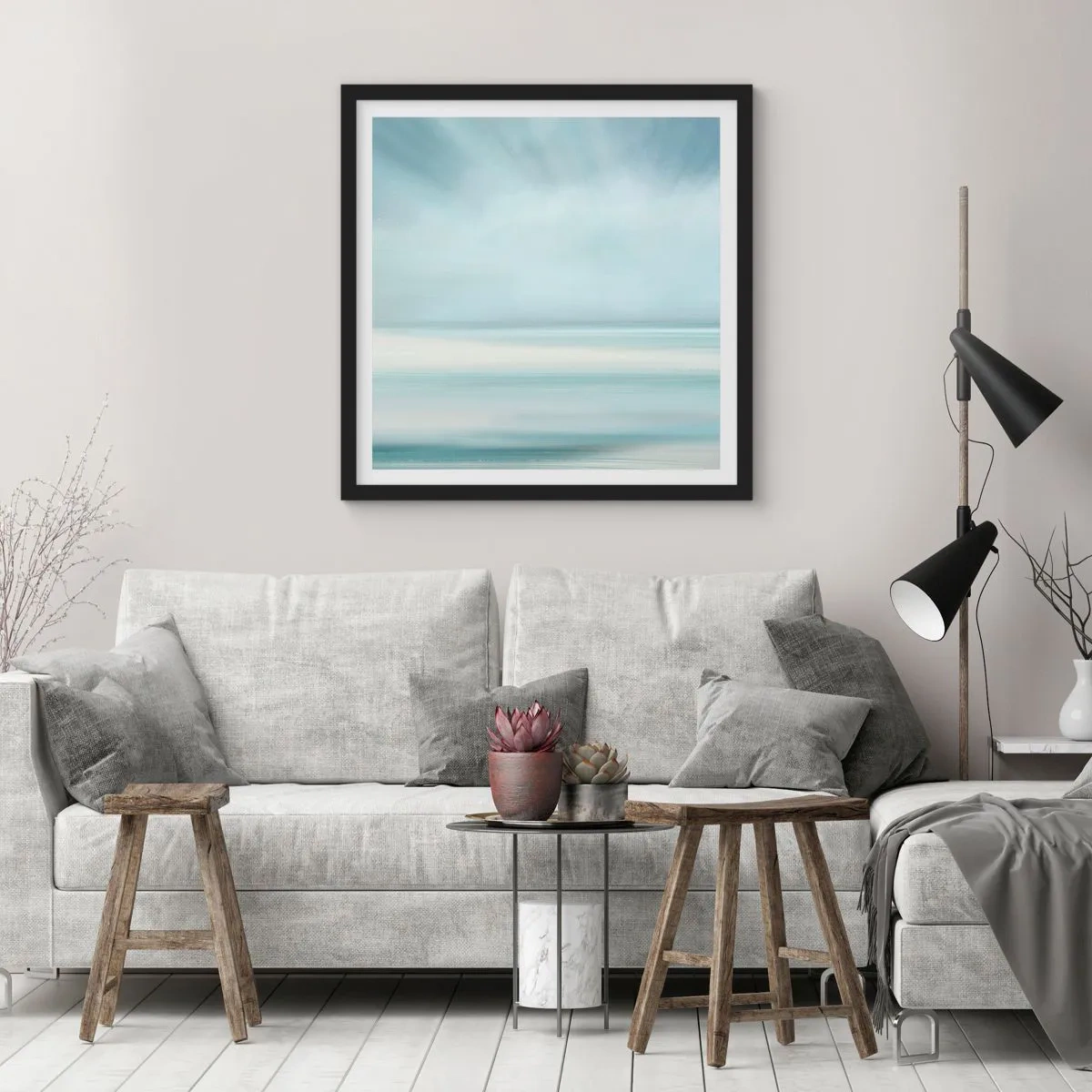 Poster in einem schwarzem Rahmen - Frieden bis zum Horizont - 40x40 cm