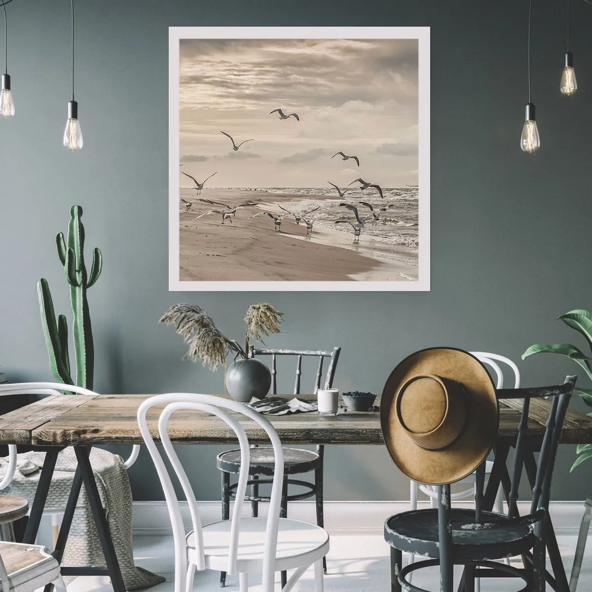 Poster - Meeresrauschen, Vogelgesang - 50x50 cm