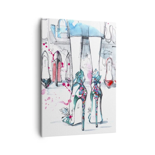 Bild auf Leinwand - Leinwandbild - Künstlerische Grafiken mit High Heels und Accessoires - 50x70cm - Sesam, mach auf - Moderne Wanddekoration für Wohnzimmer und Schlafzimmer ARTTOR
