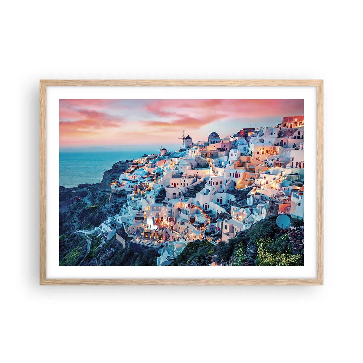 Poster in einem Rahmen aus heller Eiche - Dein toller griechischer Urlaub - 70x50 cm