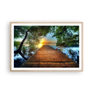 Poster in einem Rahmen aus heller Eiche - Nimm dir Zeit, setz dich hin - 91x61 cm