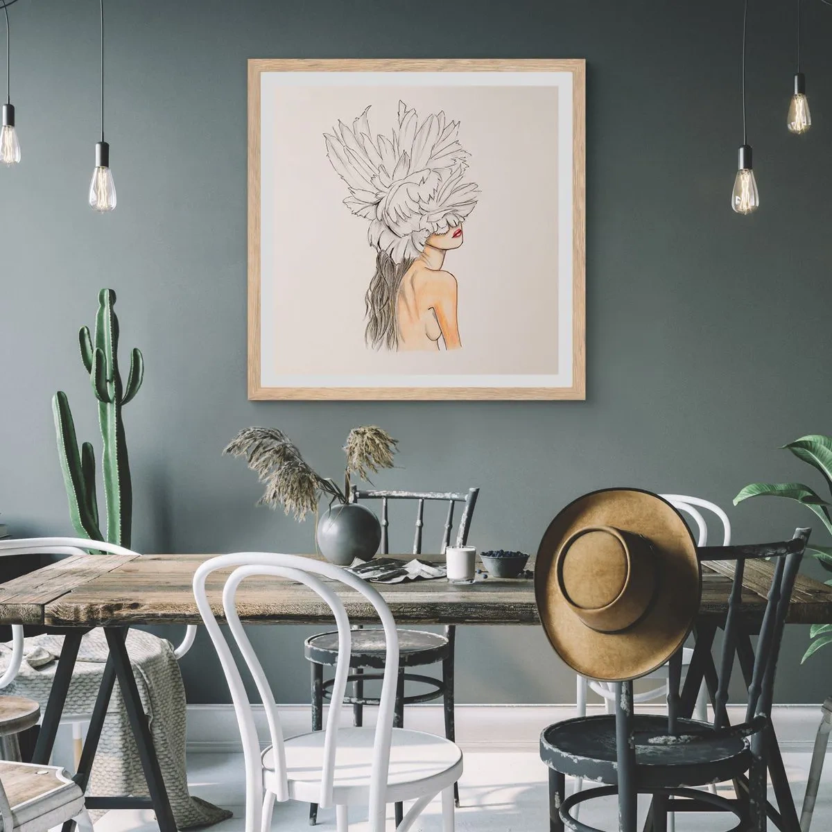 Poster in einem Rahmen aus heller Eiche - Gekrönte Schönheit - 30x30 cm