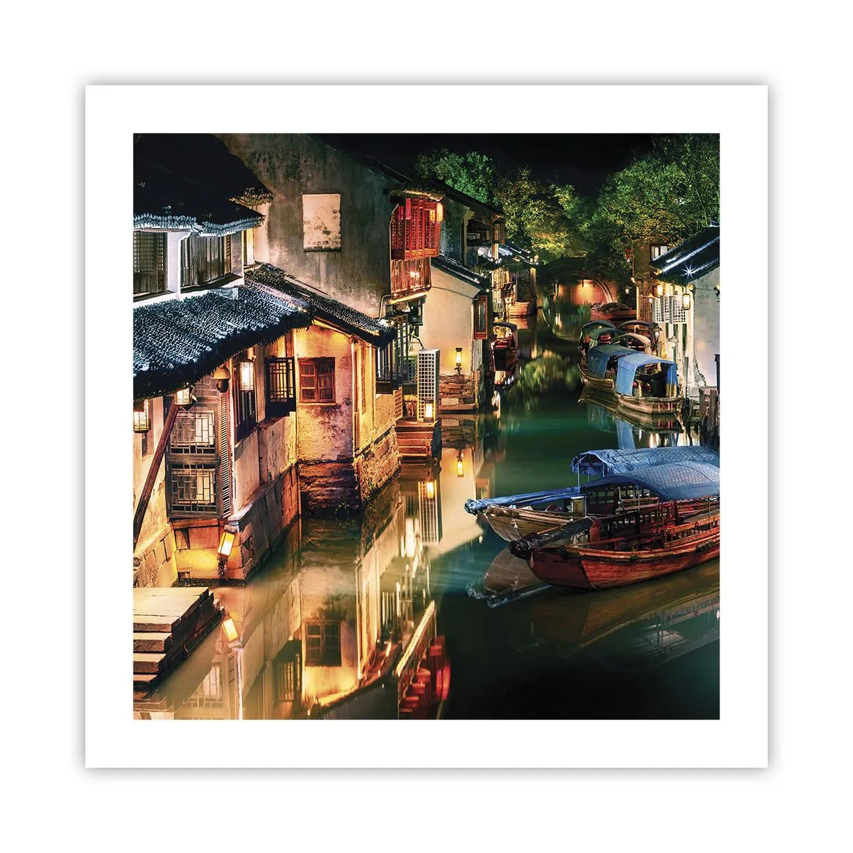 Poster - Ein Abend auf einer chinesischen Straße - 50x50 cm