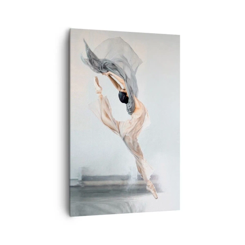 Bild auf Leinwand - Leinwandbild - Eine Tänzerin in dynamischer Bewegung vor hellem Hintergrund - 80x120cm - Im Tanzrausch - Moderne Wanddekoration für Wohnzimmer und Schlafzimmer ARTTOR