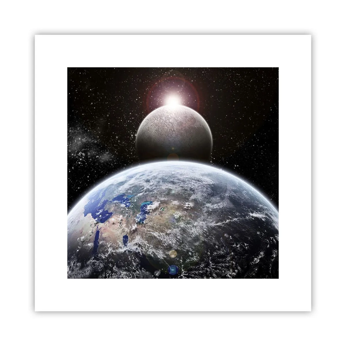 Poster - Weltraumlandschaft - Sonnenaufgang - 30x30 cm