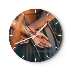 Wanduhr - Glasuhr - Verbunden mit der Natur - 40x40 cm