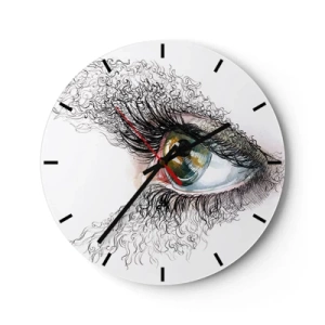 Wanduhr - Glasuhr - Künstlerisches Auge mit Details in Schwarz und Farbe - 30x30cm - Schau direkt in die Seele - Moderne Wanddekoration für Wohnzimmer, Küche und Schlafzimmer ARTTOR