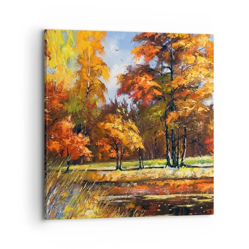 Bild auf Leinwand - Leinwandbild - Landschaft in Gold und Bronze - 70x70 cm
