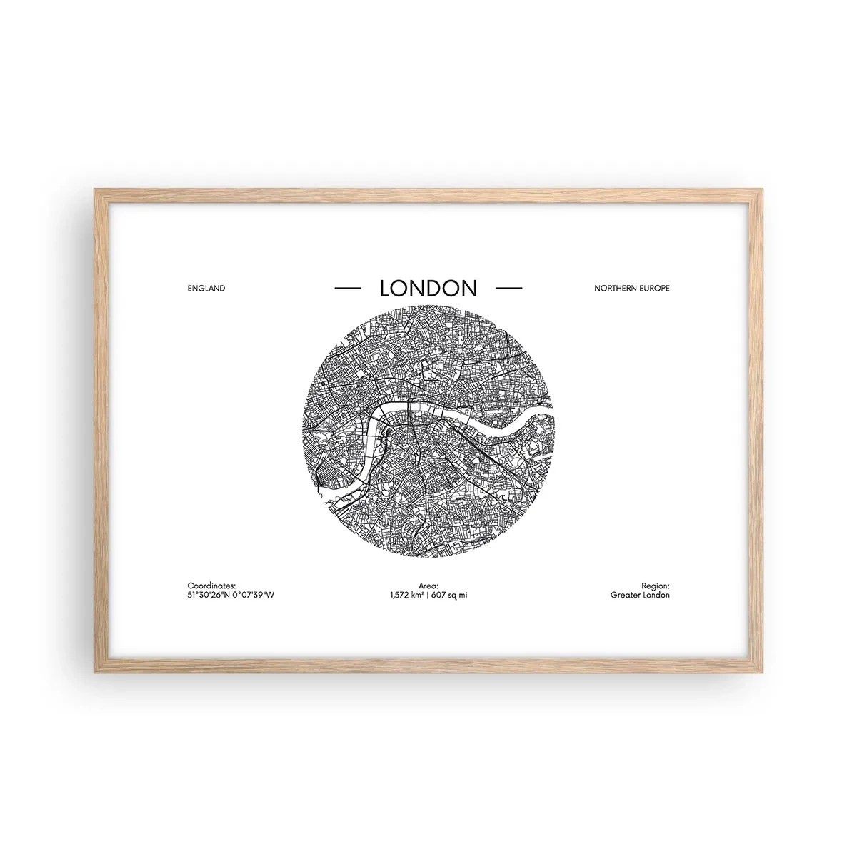 Poster in einem Rahmen aus heller Eiche - Anatomie von London - 70x50 cm