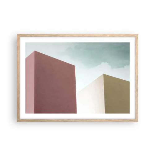 Poster in einem Rahmen aus heller Eiche - Geometrie des sonnigen Sommers - 70x50 cm