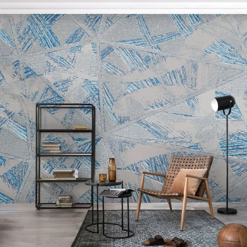 Fototapete Standard Eco - In einem blaugrauen Labyrinth - Kritzeleien, Hell, Chaos - 200x140 cm