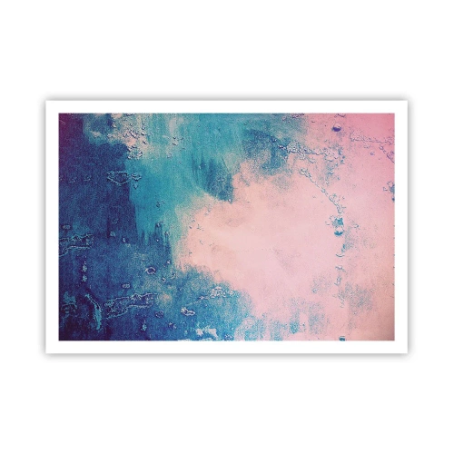 Poster - Abstrakte Textur in Rosa- und Blautönen - 100x70cm - Himmelsblaue Umarmungen - Moderne Wanddekoration für Wohnzimmer und Schlafzimmer ARTTOR