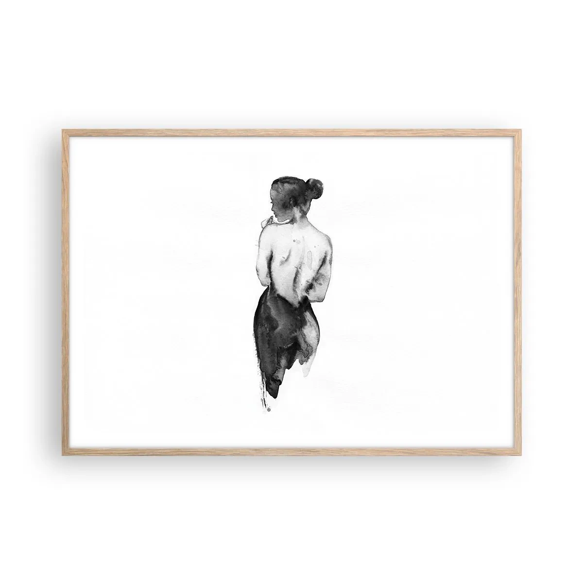 Poster in einem Rahmen aus heller Eiche - Bei ihr verschwindet die Welt - 100x70 cm