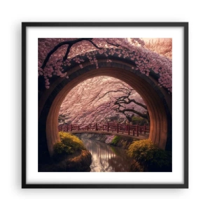 Poster in einem schwarzem Rahmen - Japanischer Frühling - 50x50 cm