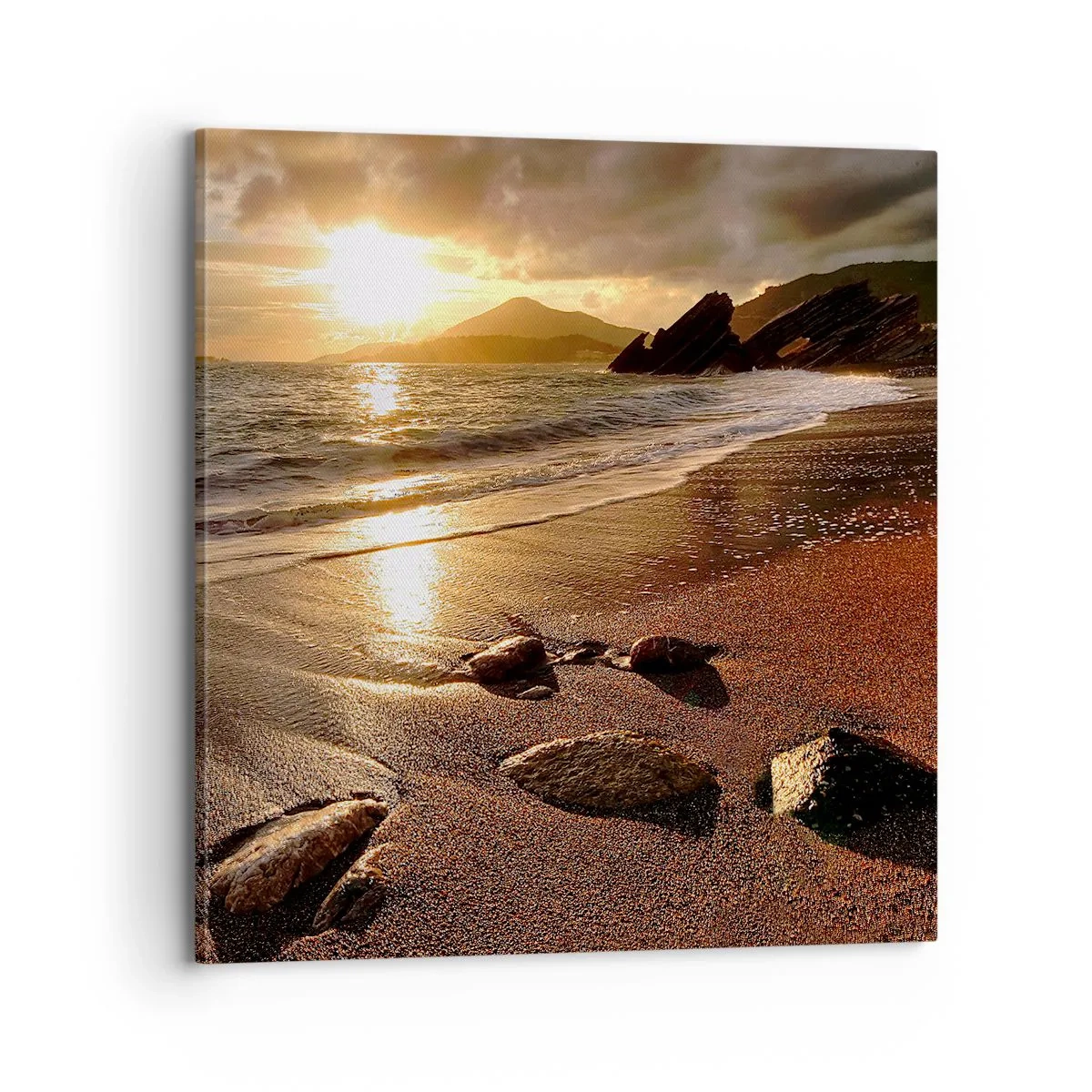 Bild auf Leinwand - Leinwandbild - Folge der Sonne zu den Hügeln - 70x70 cm