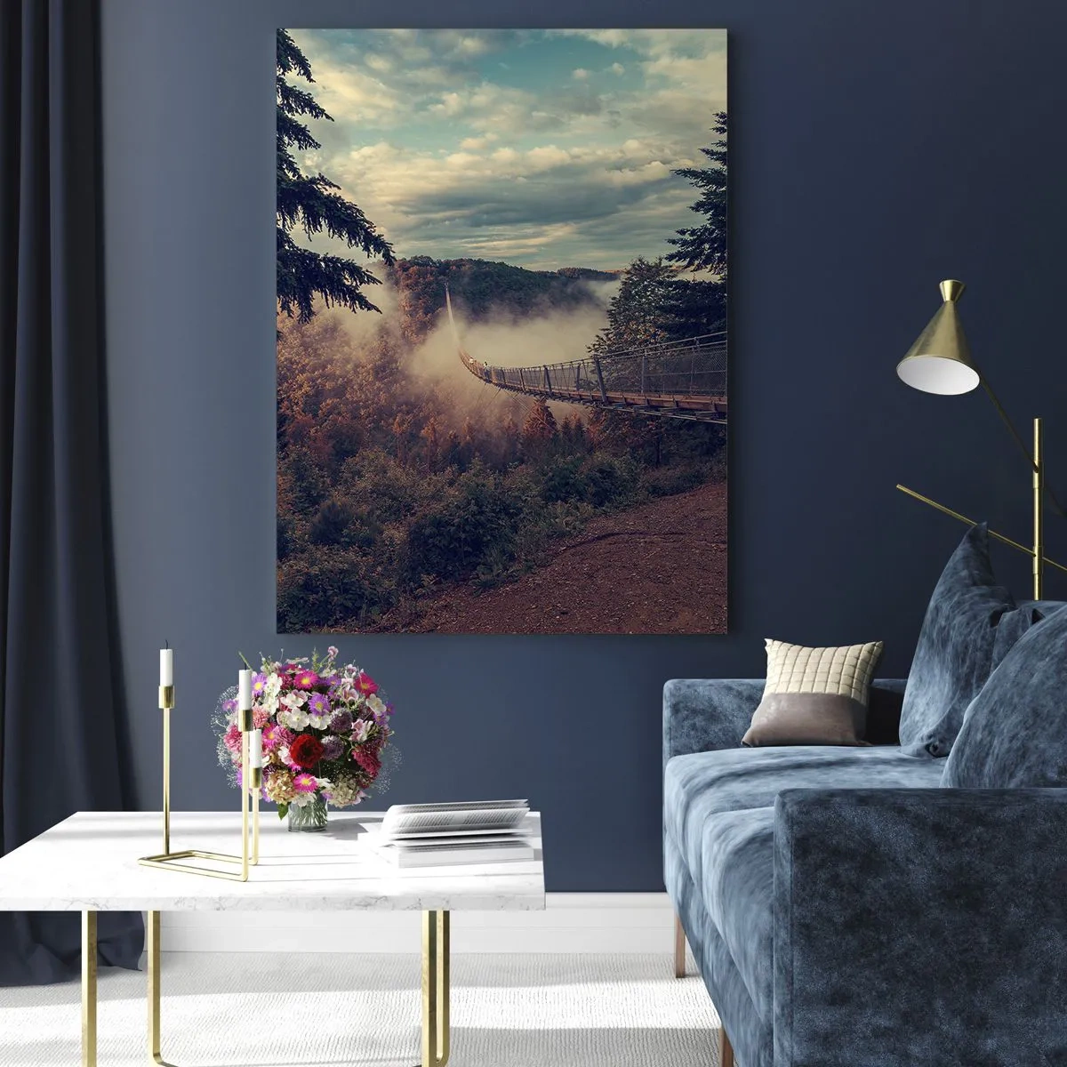 Glasbild - Bild auf glas - Über dem Herbstwald - 70x100 cm