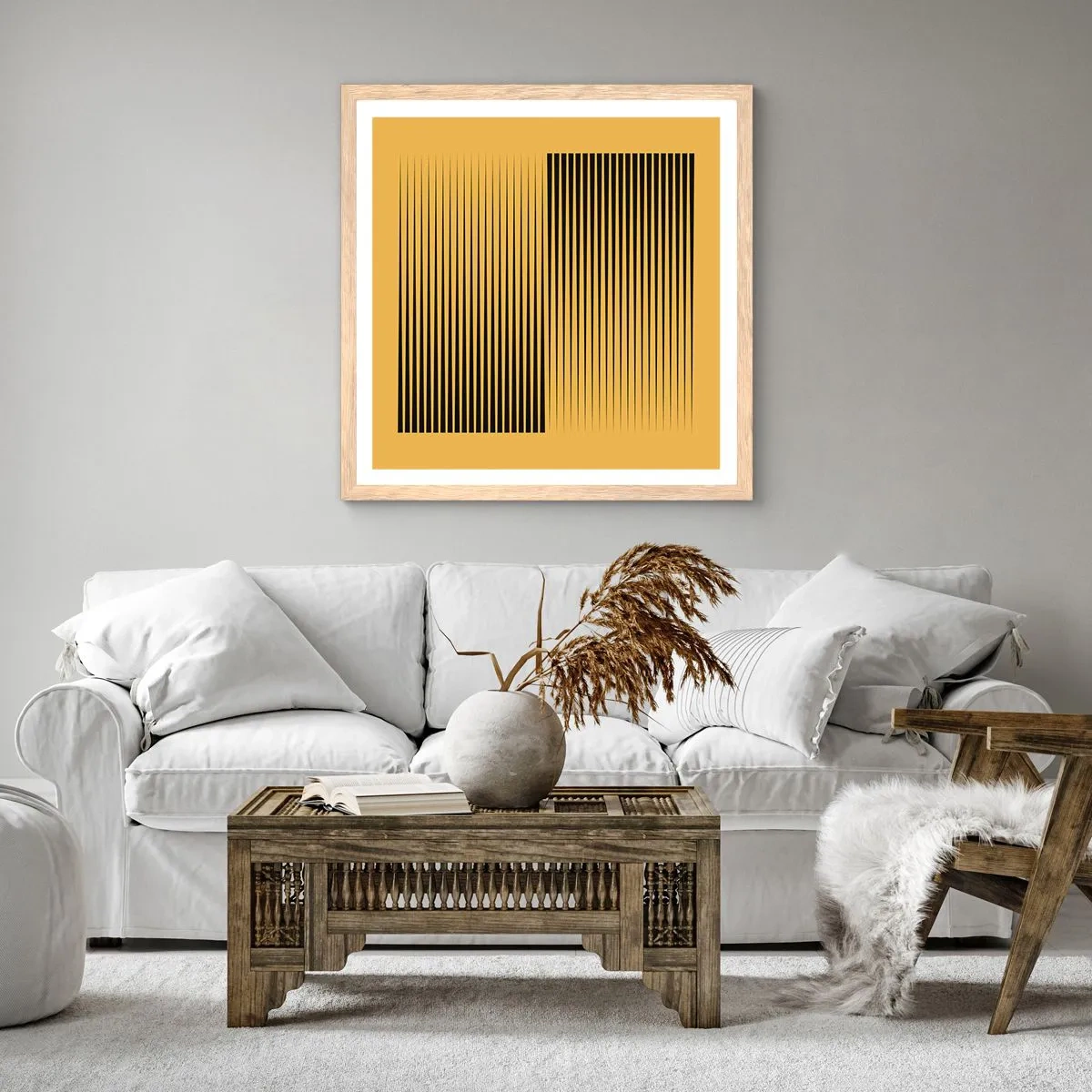 Poster in einem Rahmen aus heller Eiche - Quadratur der Gegensätze - 50x50 cm