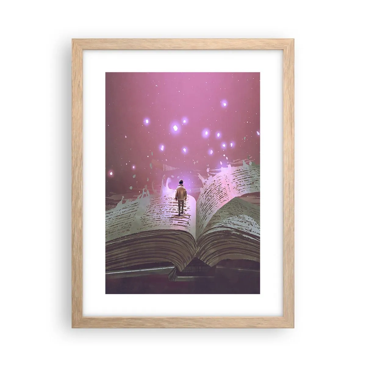 Poster in einem Rahmen aus heller Eiche - Einladung in eine andere Welt - lesen Sie! - 30x40 cm