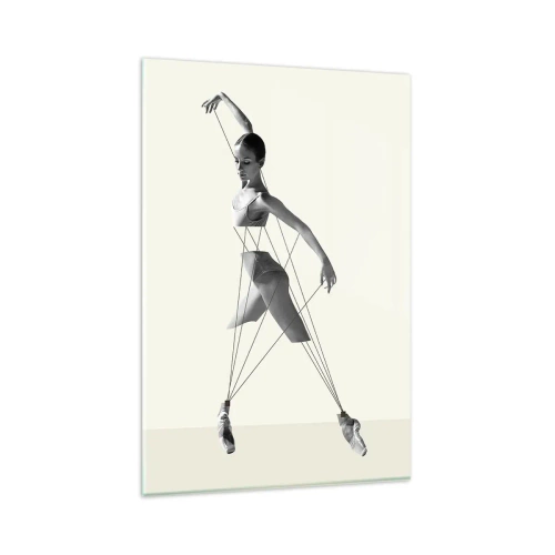 Glasbild - Bild auf glas - Ballerina in geometrischer Interpretation mit Linien - 80x120cm - Im Theater der Welt - Moderne Wanddekoration für Wohnzimmer und Schlafzimmer ARTTOR