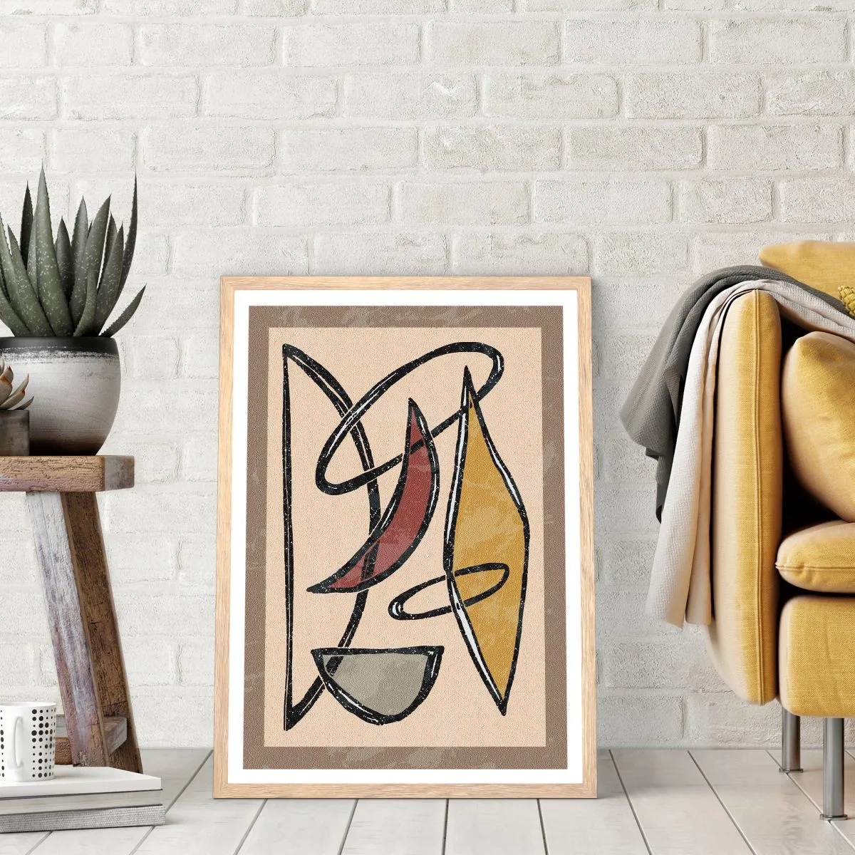 Poster in einem Rahmen aus heller Eiche - Komposition – Bögen und Ovale - 50x70 cm