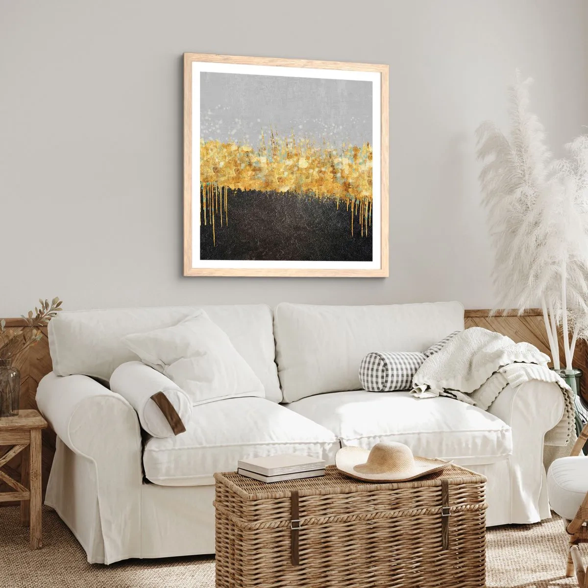 Poster in einem Rahmen aus heller Eiche - Nach innen und nach oben - 60x60 cm