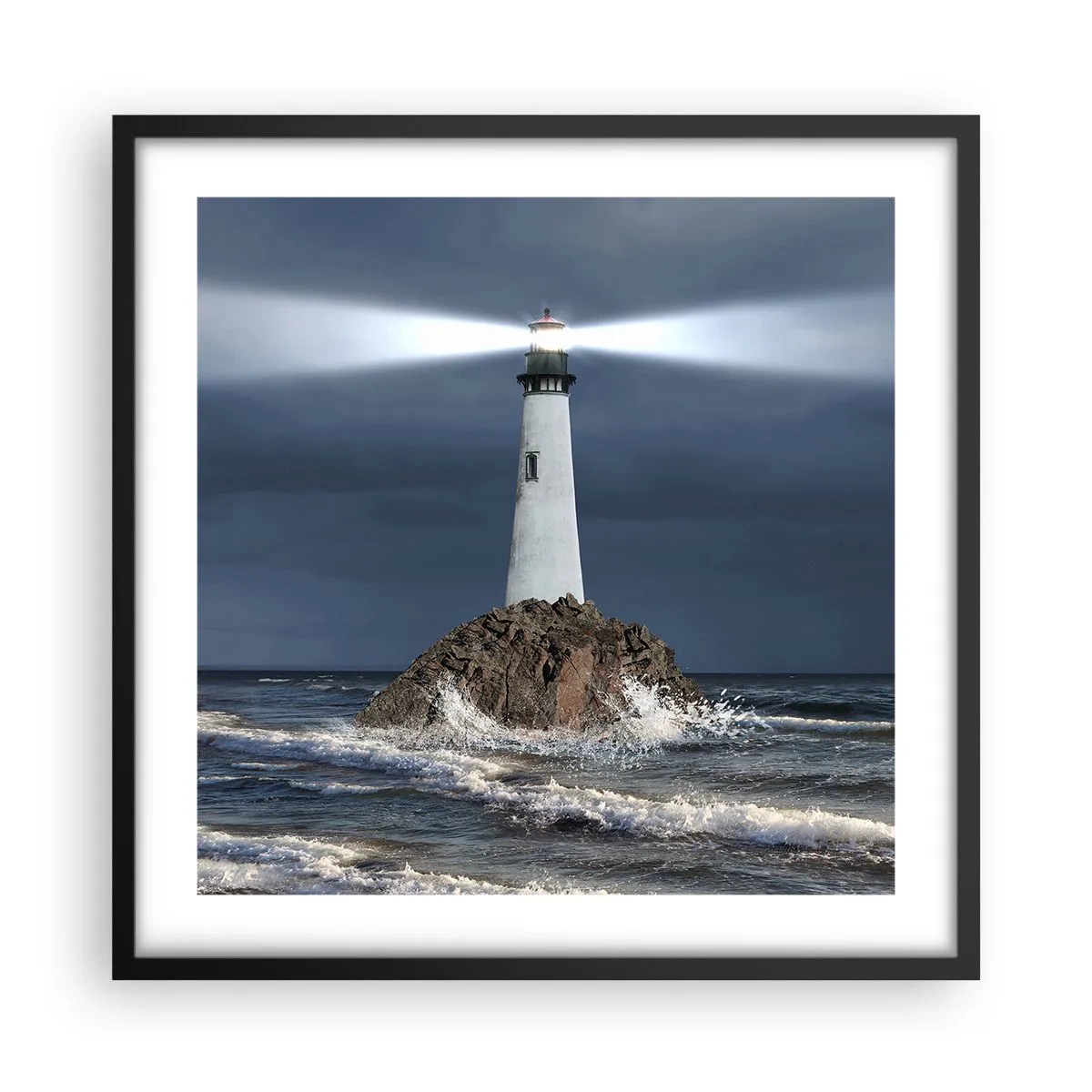 Poster in einem schwarzem Rahmen - Hier... hier... hier! - 50x50 cm