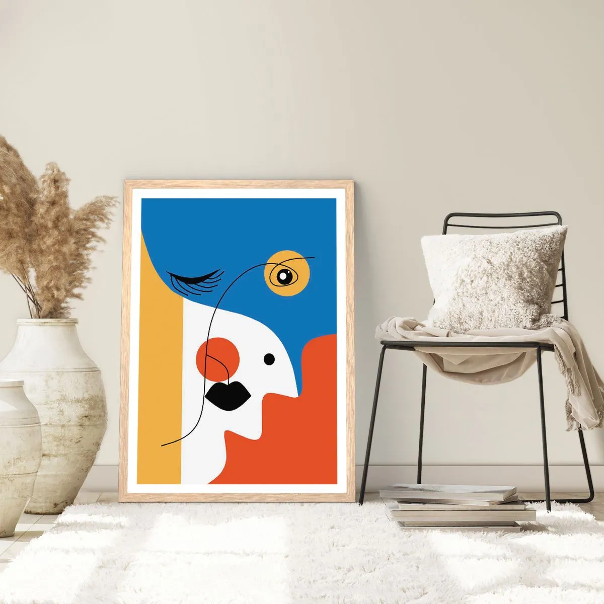 Poster in einem Rahmen aus heller Eiche - Dekonstruiertes Porträt - 70x100 cm