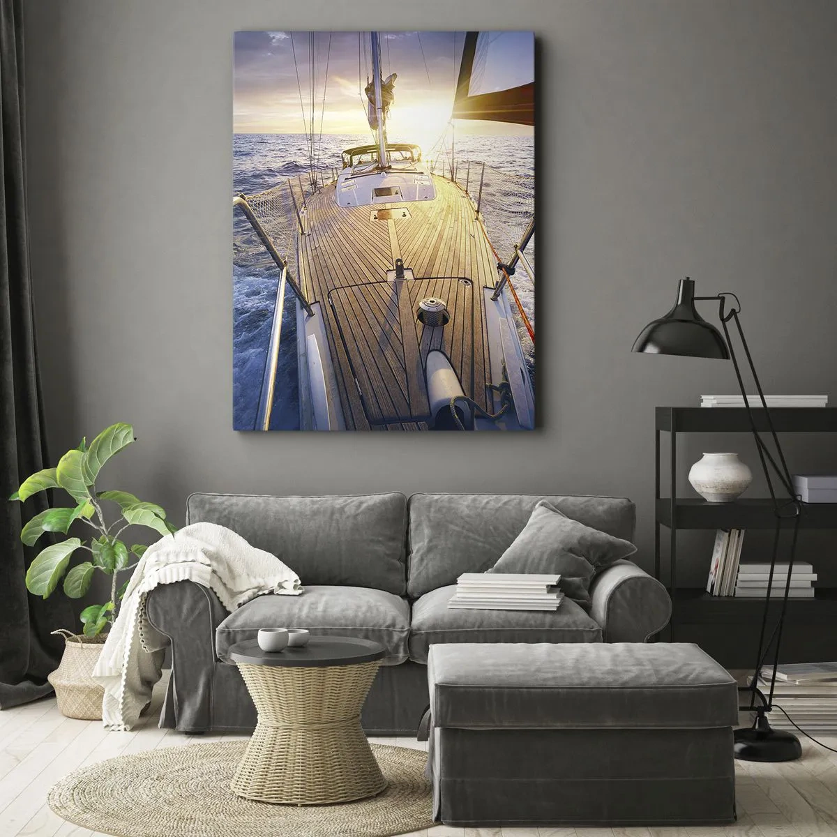 Bild auf Leinwand - Leinwandbild - Laufen unter den Wellen - 55x100 cm