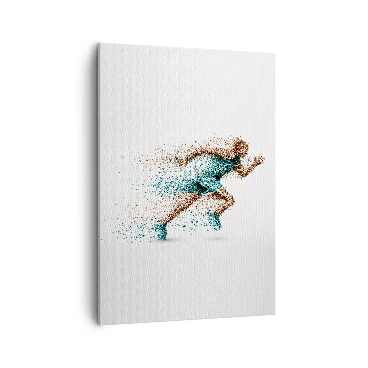 Bild auf Leinwand - Leinwandbild - Eine dynamische Läuferfigur aus winzigen Partikeln - 50x70cm - Das Leben ist ein Lauf - Moderne Wanddekoration für Wohnzimmer und Schlafzimmer ARTTOR