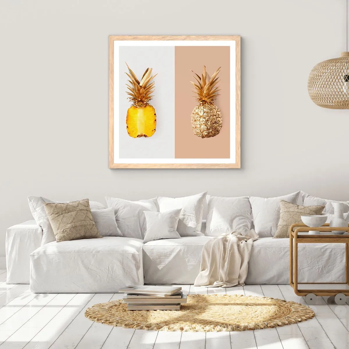 Poster in einem Rahmen aus heller Eiche - Ananas für uns - 50x50 cm