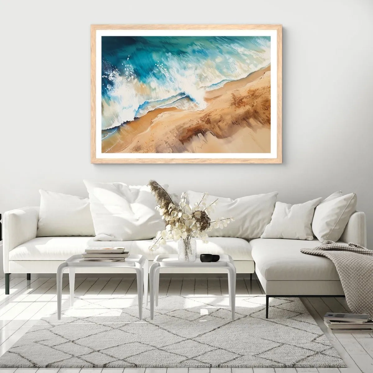 Poster in einem Rahmen aus heller Eiche - Zurückkehrende Welle - 50x40 cm