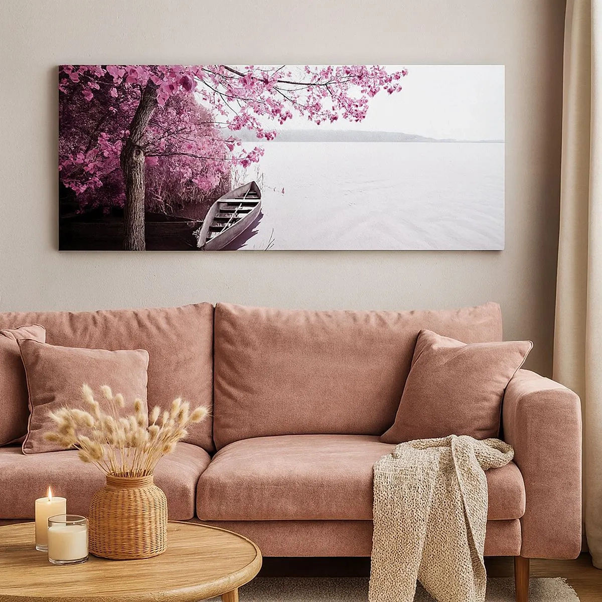 Bild auf Leinwand - Leinwandbild - In rosa Stille - 100x40 cm