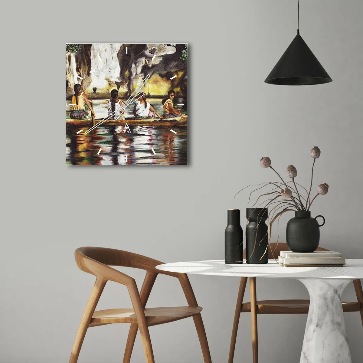 Wanduhr - Glasuhr - In einem polynesischen Paradies - 30x30 cm