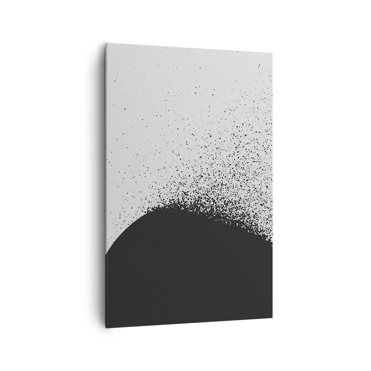 Bild auf Leinwand - Leinwandbild - Abstraktes Muster mit schwarzen Partikeln auf hellem Hintergrund - 80x120cm - Bewegung von Molekülen - Moderne Wanddekoration für Wohnzimmer und Schlafzimmer ARTTOR