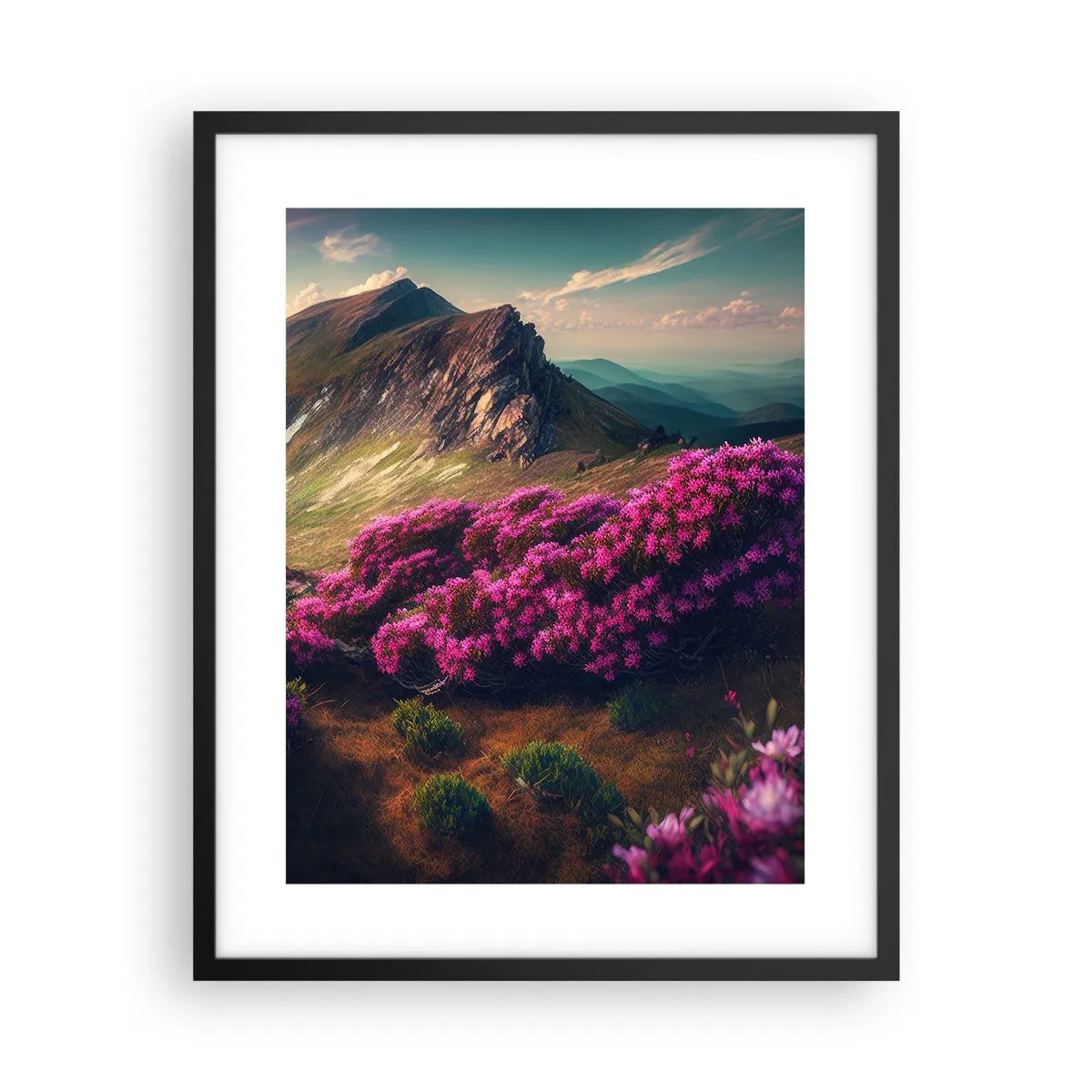 Poster in einem schwarzem Rahmen - Sommer in den Bergen - 40x50 cm