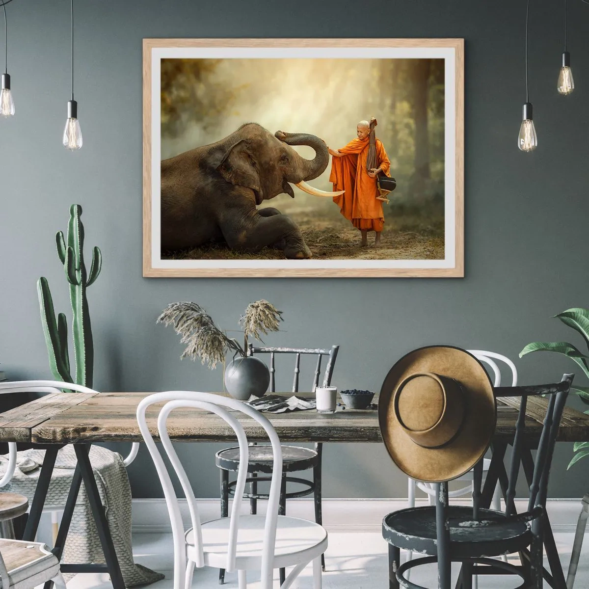 Poster in einem Rahmen aus heller Eiche - Treffen unterwegs - 91x61 cm