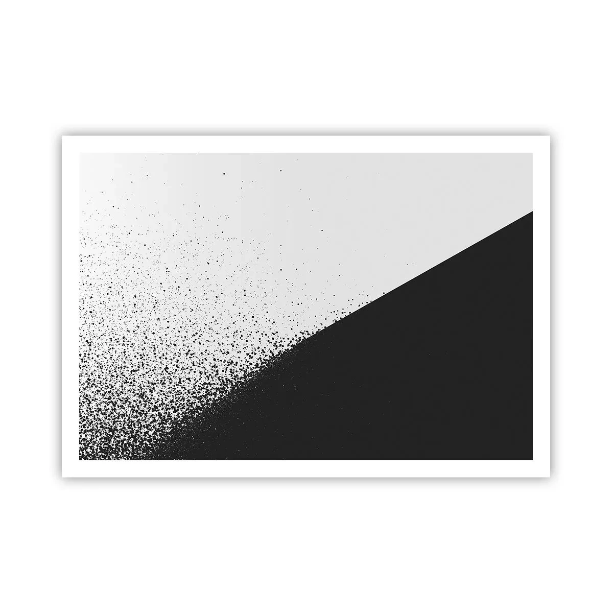 Poster - Minimalistische Abstraktion in Schwarz und Weiß mit verstreuten Punkten - 100x70cm - Immer schneller, immer mehr - Moderne Wanddekoration für Wohnzimmer und Schlafzimmer ARTTOR