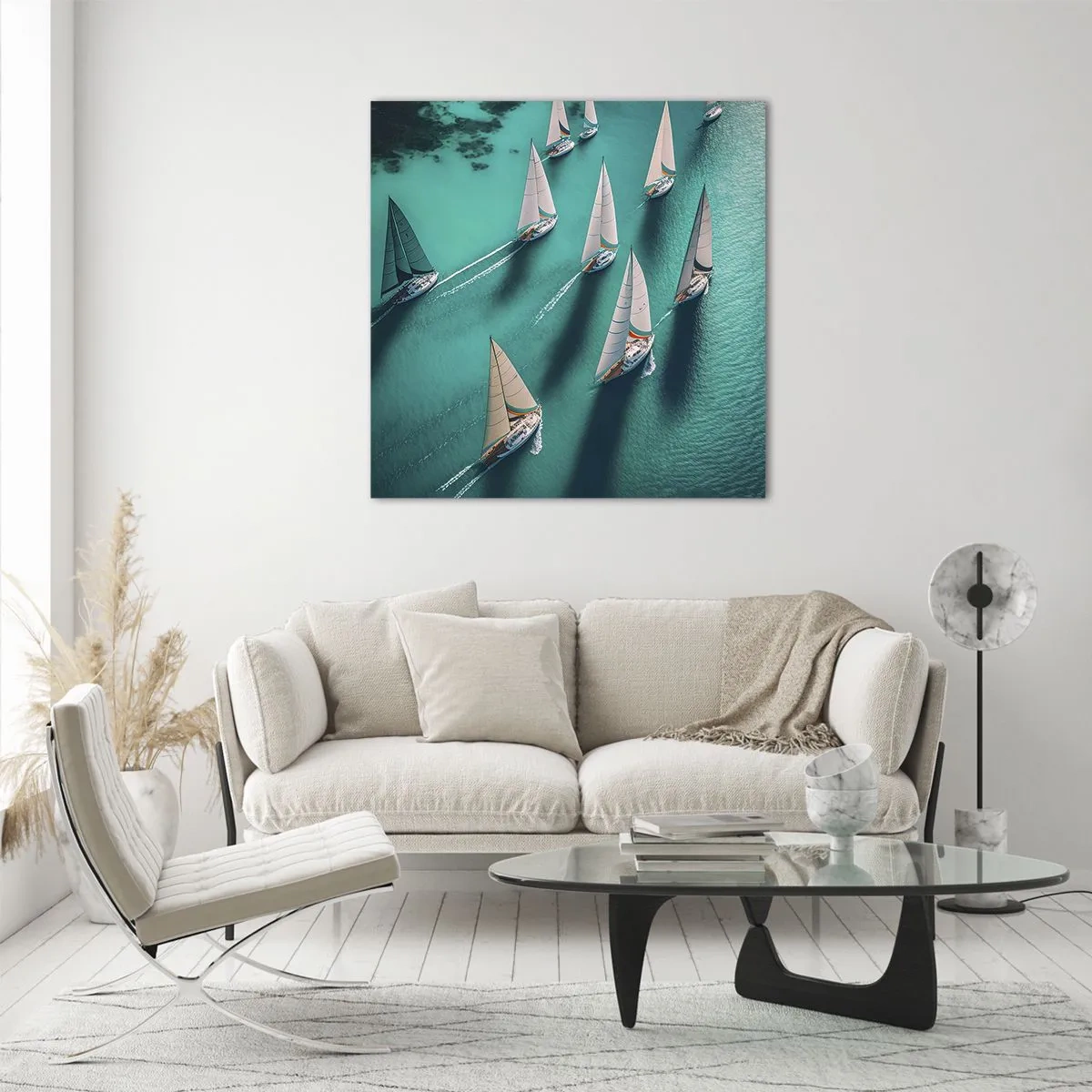 Glasbild - Bild auf glas - Im Wettbewerb mit dem Wind - 60x60 cm