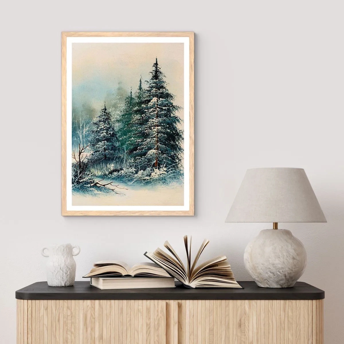 Poster in einem Rahmen aus heller Eiche - Bereit für Weihnachten - 40x50 cm