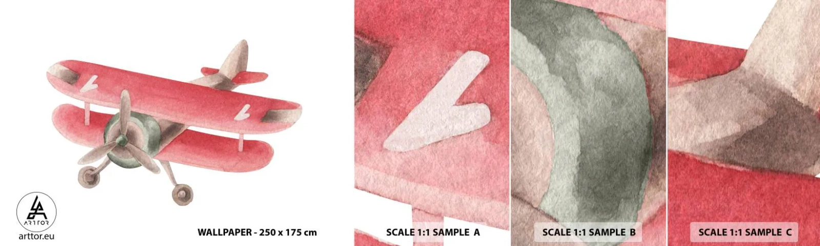 Fototapetenmuster Standard Eco - Bereit für Höhenflüge - Flugzeug, Kinder, Jahrgang - 100x30 cm