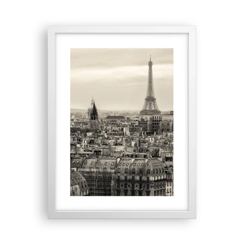Poster in einem weißen Rahmen - Über den Dächern von Paris - 30x40 cm