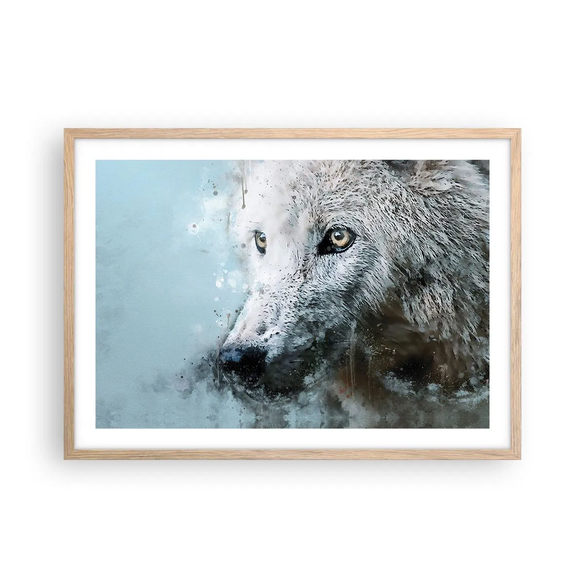 Poster in einem Rahmen aus heller Eiche - Lerne die Wolfsseele kennen - 70x50 cm