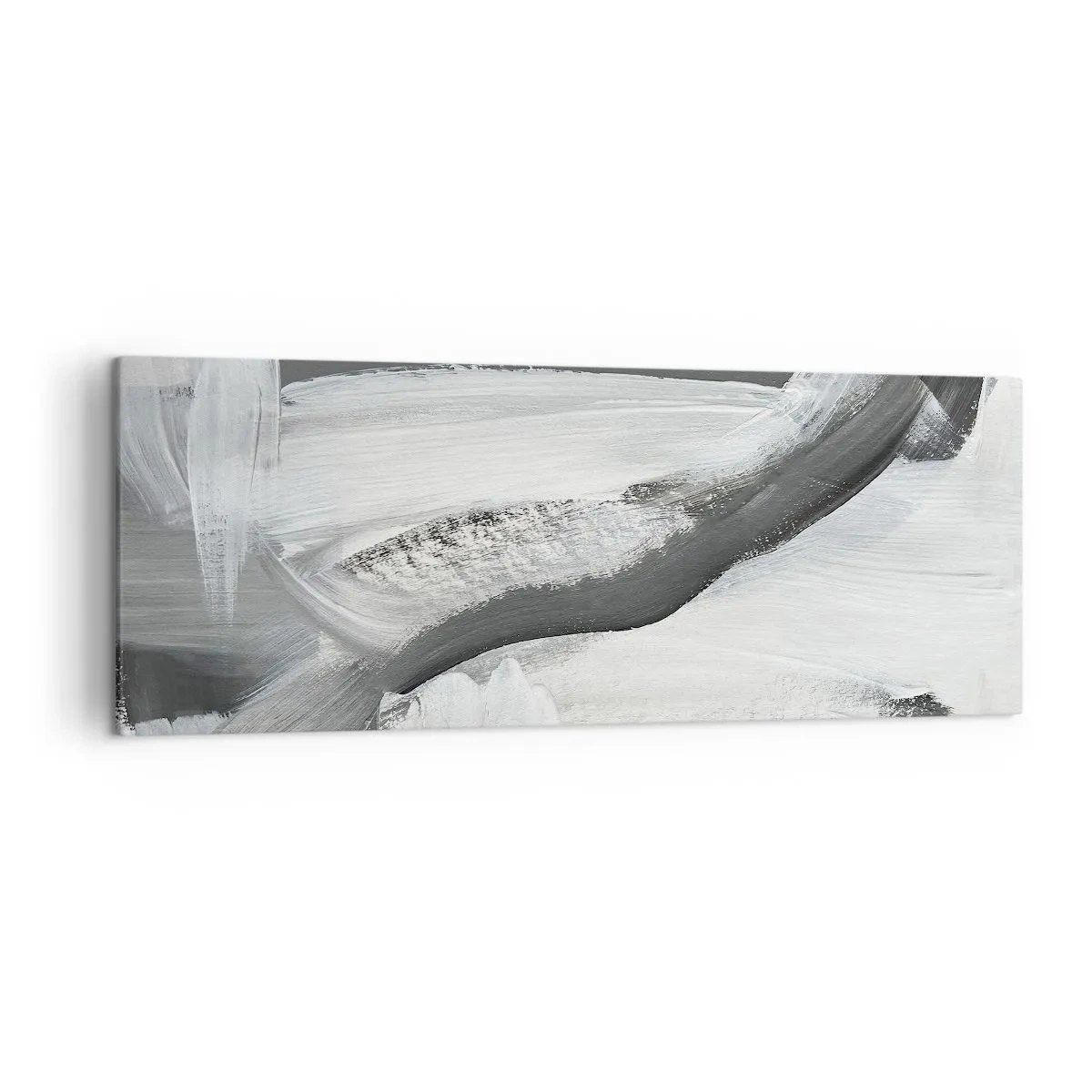 Bild auf Leinwand - Leinwandbild - Grau-weiße Abstraktion mit dynamischen Linien - 140x50cm - Entscheidender Schritt - Moderne Wanddekoration für Wohnzimmer und Schlafzimmer ARTTOR