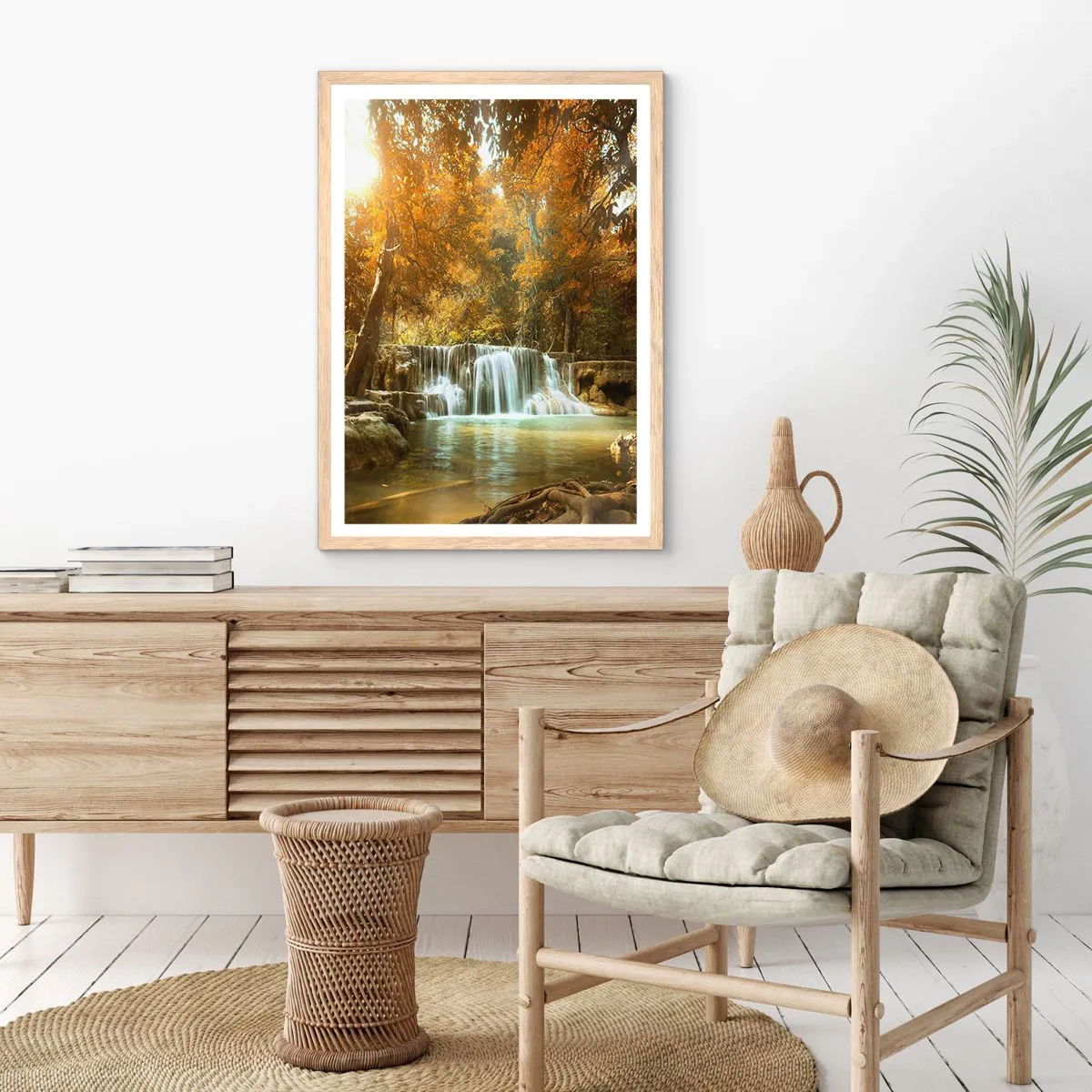 Poster in einem Rahmen aus heller Eiche - Parkkaskade - 70x100 cm