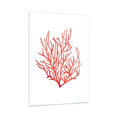 Glasbild - Bild auf glas - Rote Koralle mit filigraner Struktur auf weißem Untergrund - 50x70cm - Korallenfiligran - Moderne Wanddekoration für Wohnzimmer und Schlafzimmer ARTTOR